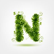 Green eco letter N for your design