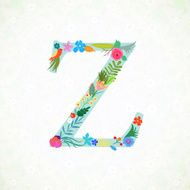 The letter Z Bright floral element of colorful alphabet