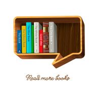 Bookshelf in the form of speech bubble on white background