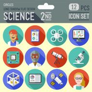 Science 2nd circles icon set Flat design long shadow