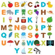Ð¡hildren&#039;s alphabet with pictures in the style of pixel art N2