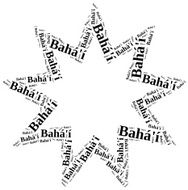 Symbol of Bahai religion Word cloud illustration