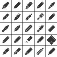 Stationery writing drawing and painting tools icons set N2