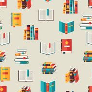 Seamless pattern with books in flat design style N4