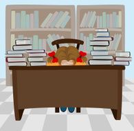 The sleeping girl with books N2