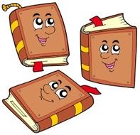 Cartoon books in various positions