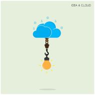 Flat cloud technology computing and creative bulb idea concept