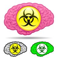 Brain set with biohazard sign