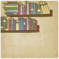 hand drawing bookshelf old background