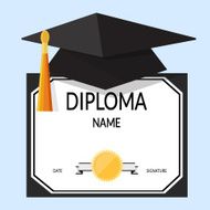 flat illustration Graduation cap and diploma