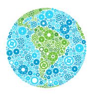 Technology Earth Concept with Wheels Vector Illustration N2