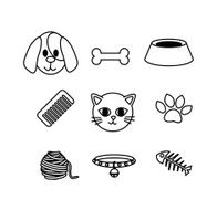 set of cat and dog icon concept pet lover