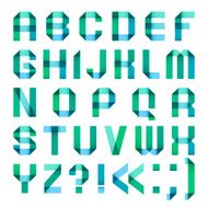 Spectral letters folded of paper ribbon-turquoise