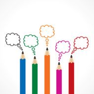Colorful Message Bubbles with pencils