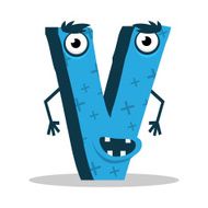 Letter V monster Vector illustration N2