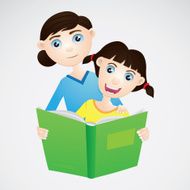 Girl and Mom Reading The Book N2