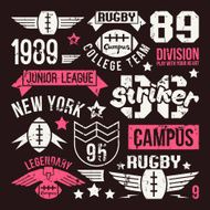 Badges set of the college rugby team