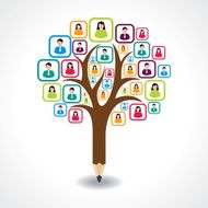 creative social people tree design concept