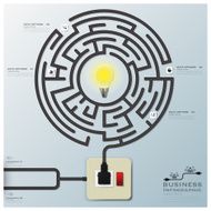 Maze Light Bulb Electric Wire Line Business Infographic