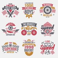 Emblems retro vintage race and super cars