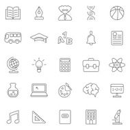 Education line icons set Vector