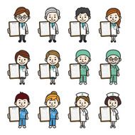 Health care workers with medical report