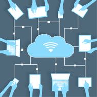 Cloud Computing Paper Cutout BYOD Devices Network N2