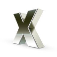 3d silver steel letter X N5