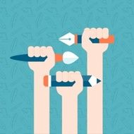 hands holding tools for drawing