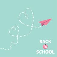 Back to school Origami paper plane blue Two dash heart