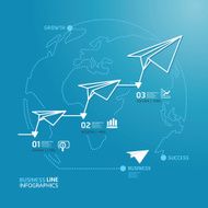 business diagram paper airplanes line style template