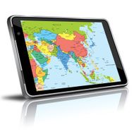Asia map in a digital tablet