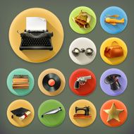 Universal long shadow retro icon set