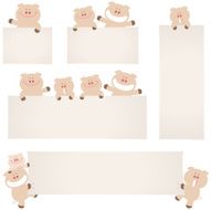 Cute pigs holding a blank sign for your message