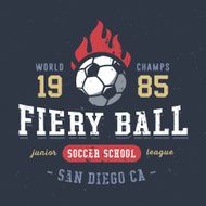 Fiery Ball soccer school textured varsity apparel graphic design