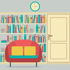 Reading Seats In Front Of A Huge Bookcase N8