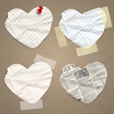 Set of paper lable in the shape heart
