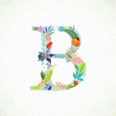 The letter B Bright floral element of colorful alphabet