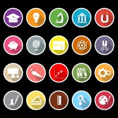 Education icons with long shadow
