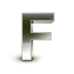 3d silver steel letter F N4