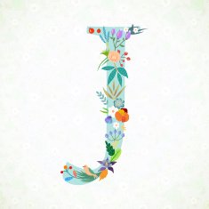 The letter J Bright floral element of colorful alphabet