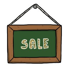 hanging board with word SALE
