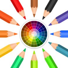 Vector colored pencils arranged in a circle