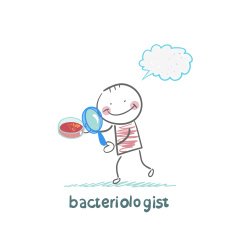 bacteriologist looks through a magnifying glass N6
