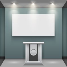 Room with tribune and white screen N2