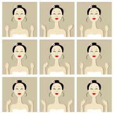 Face massage illustration with asian woman for your design