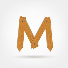 Letter made from wooden boards for your design N26