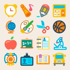 School colorful flat icons N2