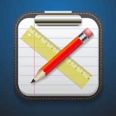 notepad pencil and ruler icon