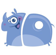 Number 10 funny cartoon happy smiling rhino N2